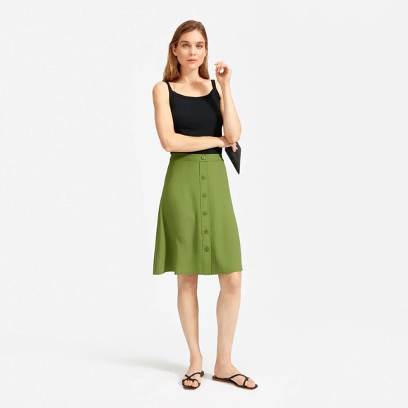 Everlane Dresses & Skirts - EVERLANE Green Japanese GoWeave Button-Front A-line Skirt